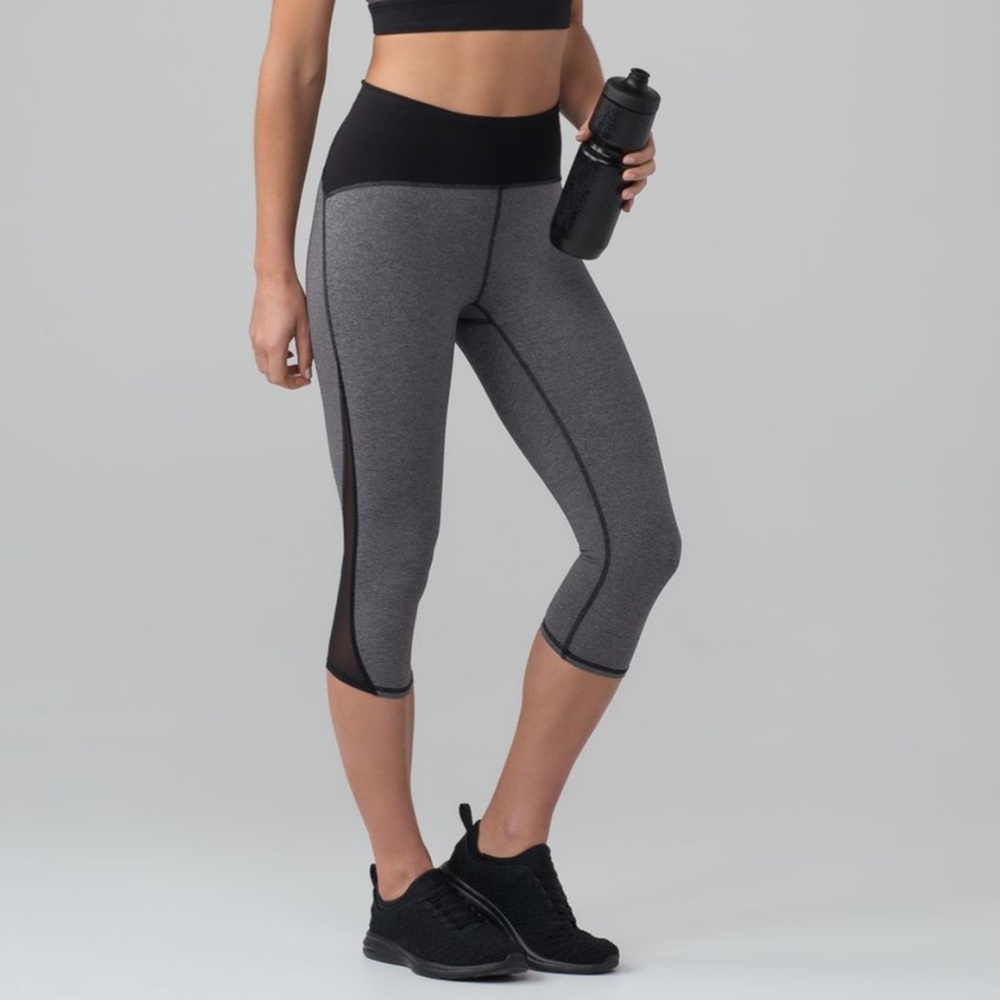 Lululemon Train Times Crop in Heathered Black